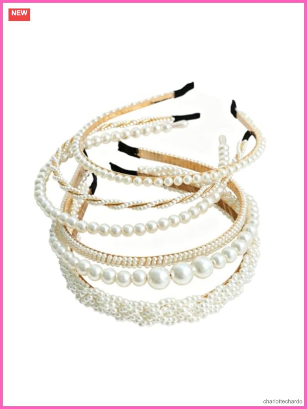 6 Pc Pearl Headband Set for Women Girls Elegant Bridal Hair Accessories